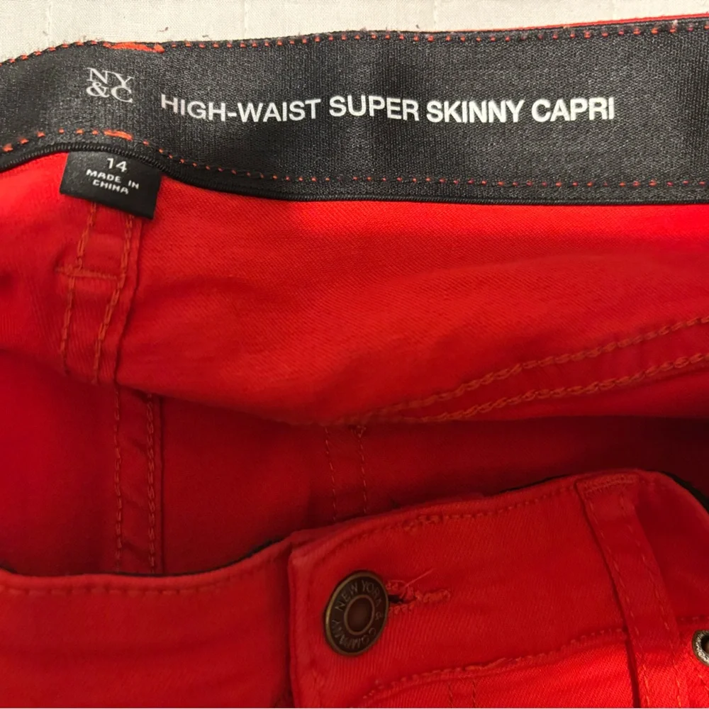 NYC Women’s RED Super Skinny High‎ Rise Capri Jeans 14